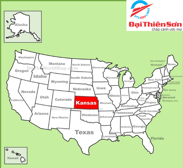 Vị trí của Kansas trên bản đồ- Trái tim nước Mỹ- DTS