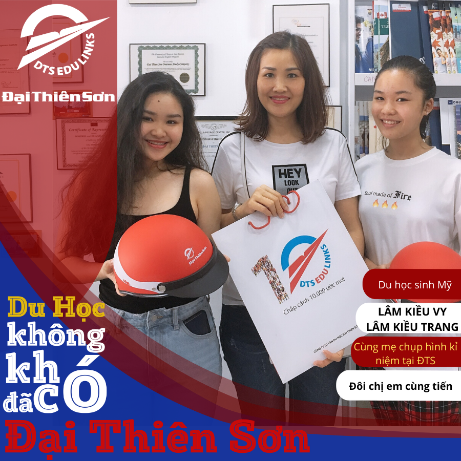 Gia đình Du học sinh Mỹ chụp hình kỉ niệm tại Du học Đại Thiên Sơn DTS