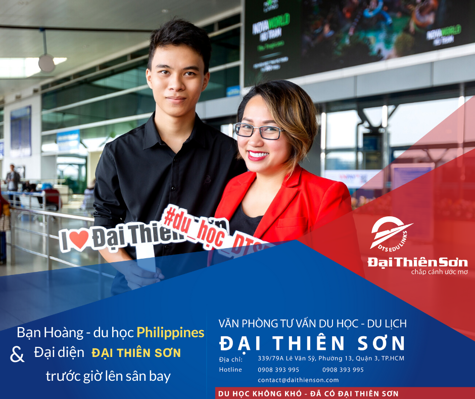 Bạn Hoàng - du học sinh Philipines chụp kỉ niệm cùng Đại Thiên Sơn trước khi bay sang Philipines du học