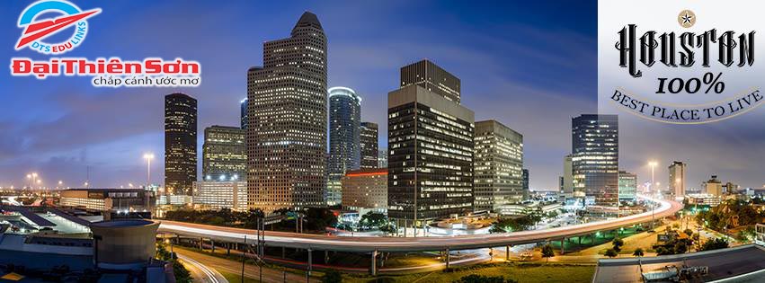 Thành phố Houston về đêm - Du học Đại Thiên Sơn DTS
