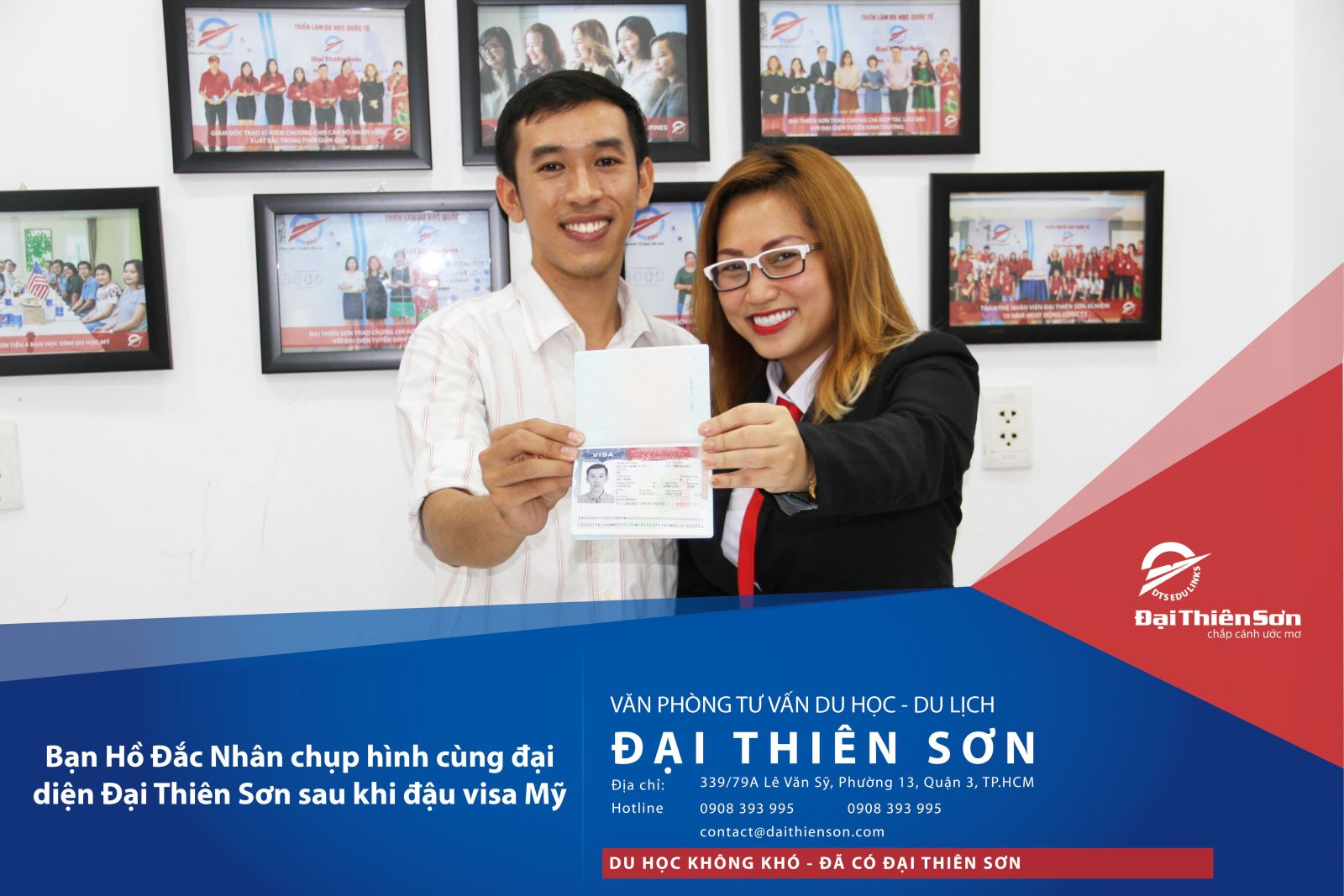 Học viên thành công có Visa chụp ảnh cùng đại diện Đại Thiên Sơn- DTS