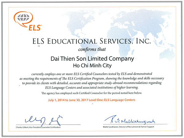 bằng cấp từ ELS language center